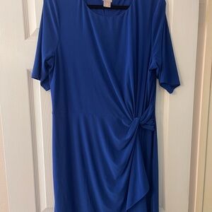 Chico's Blue Asymmetrical Sheath Dress V-neck 3/4 Sleeve
